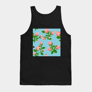 Sleeping Flower Bud Fairies - Blue Background Tank Top